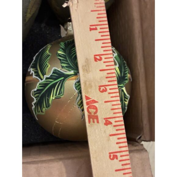 5- Green Gold hand crafted glass Xmas ornaments onion tear drop Glitter Leafs - Picture 10 of 14